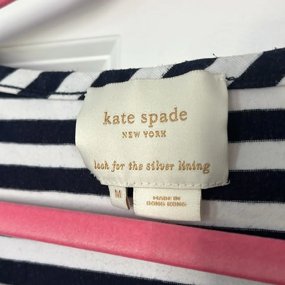 kate spade Black and White Striped Mini Dress with Ruffle Detail